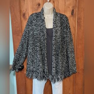 Ruby‎ Rd. Black and White Fringe Cardigan